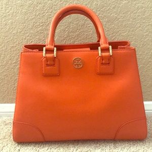 Tory Burch Orange Robinson Colorblock Satchel